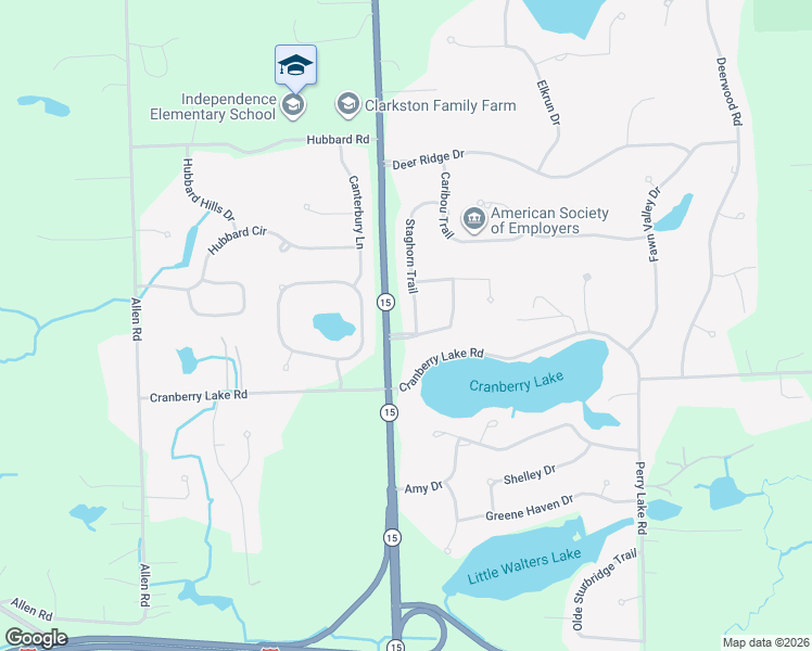map of restaurants, bars, coffee shops, grocery stores, and more near 8117 Staghorn Trail in Clarkston