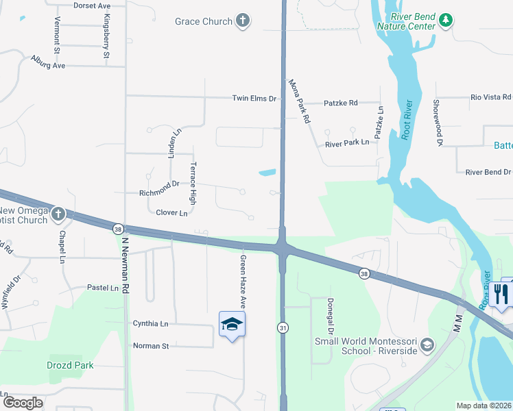map of restaurants, bars, coffee shops, grocery stores, and more near 4808 Crystal Spring in Racine