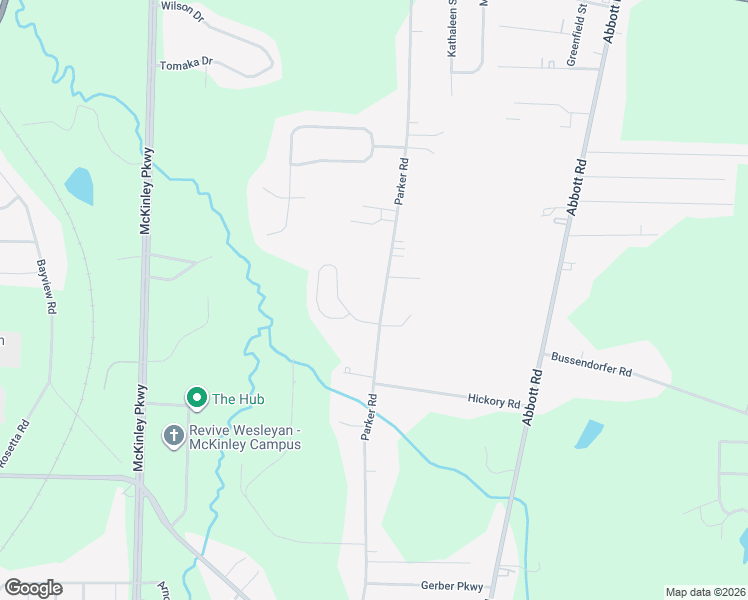 map of restaurants, bars, coffee shops, grocery stores, and more near 4716 Parker Road in Hamburg