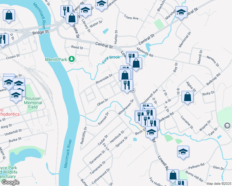 map of restaurants, bars, coffee shops, grocery stores, and more near 8 Charles Street in Hudson