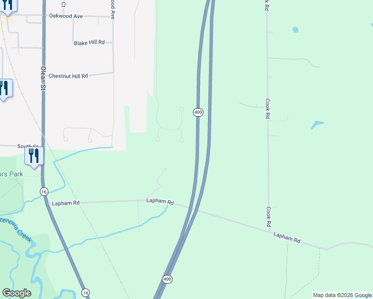 map of restaurants, bars, coffee shops, grocery stores, and more near 4 Morningside Court in East Aurora