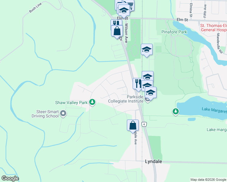 map of restaurants, bars, coffee shops, grocery stores, and more near 7 St. Andrews Dr in St. Thomas