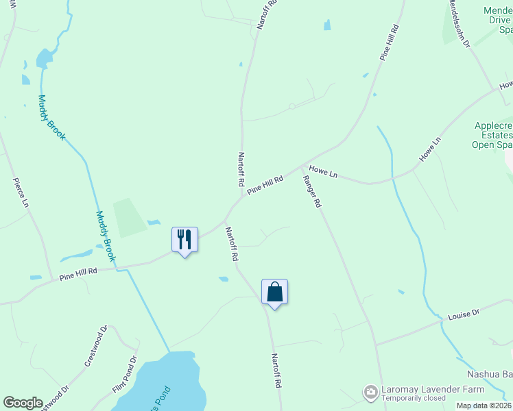map of restaurants, bars, coffee shops, grocery stores, and more near 217 Pine Hill Road in Hollis