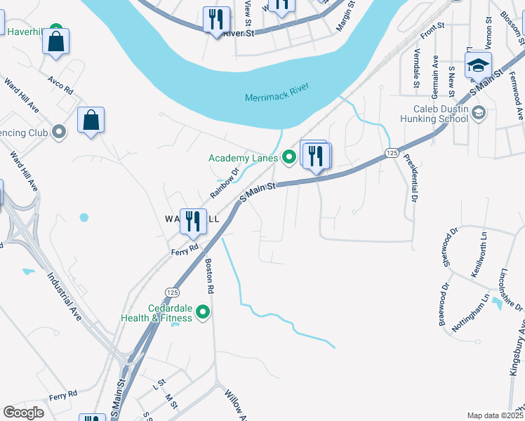 map of restaurants, bars, coffee shops, grocery stores, and more near 10 Alton Avenue in Haverhill