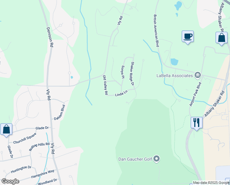 map of restaurants, bars, coffee shops, grocery stores, and more near 6 Linda Lane in Schenectady