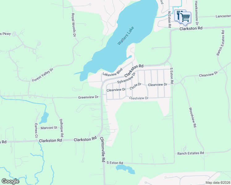 map of restaurants, bars, coffee shops, grocery stores, and more near 5025 Clearview Drive in Clarkston