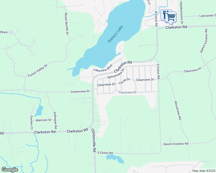 map of restaurants, bars, coffee shops, grocery stores, and more near 5025 Clearview Drive in Clarkston