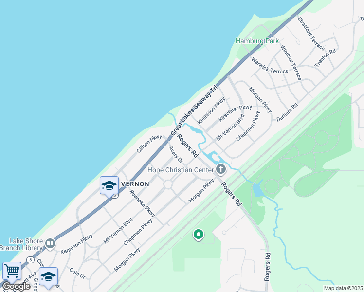 map of restaurants, bars, coffee shops, grocery stores, and more near 4752 Rogers Rd in Hamburg