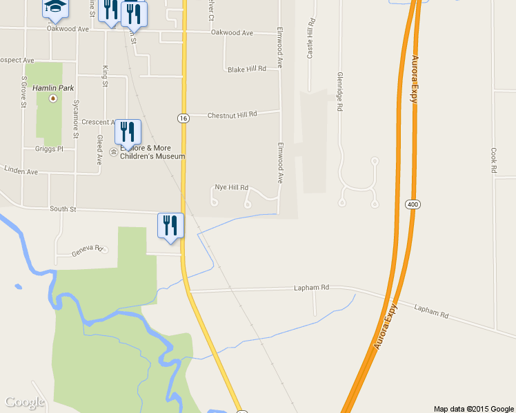 map of restaurants, bars, coffee shops, grocery stores, and more near 4 Ravine Court in East Aurora