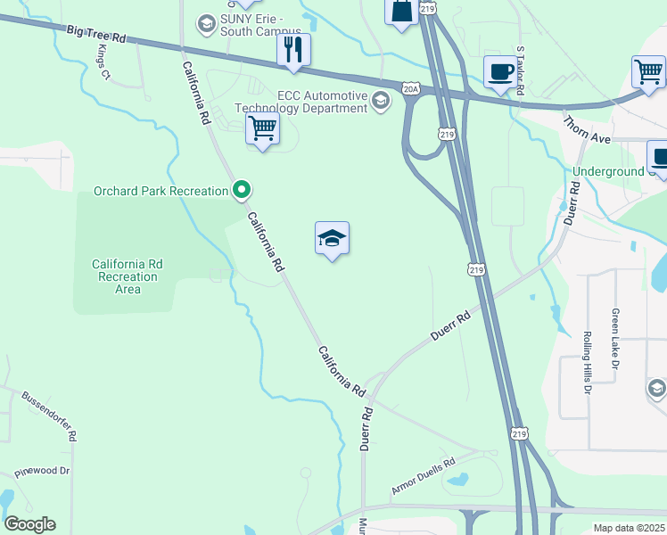 map of restaurants, bars, coffee shops, grocery stores, and more near in Orchard Park