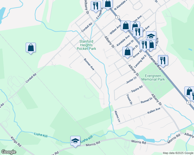 map of restaurants, bars, coffee shops, grocery stores, and more near 75 Bonner Avenue in Schenectady