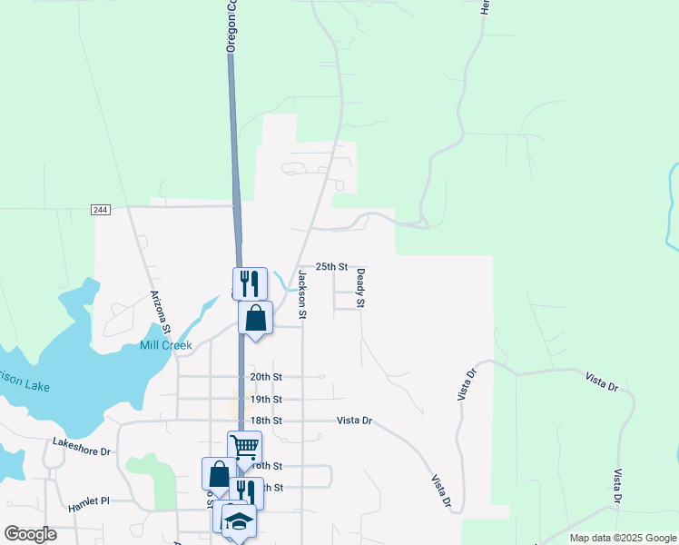 map of restaurants, bars, coffee shops, grocery stores, and more near 150 Woodglen Street in Port Orford