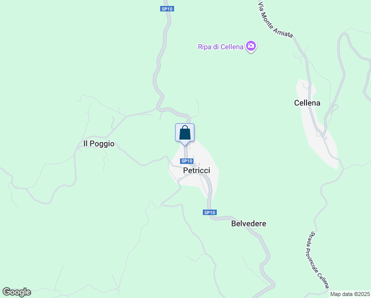 map of restaurants, bars, coffee shops, grocery stores, and more near 41 Via Roma in Petricci