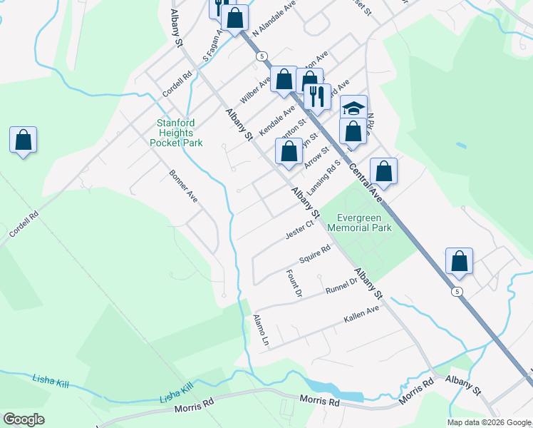 map of restaurants, bars, coffee shops, grocery stores, and more near 208 Lansing Road South in Schenectady