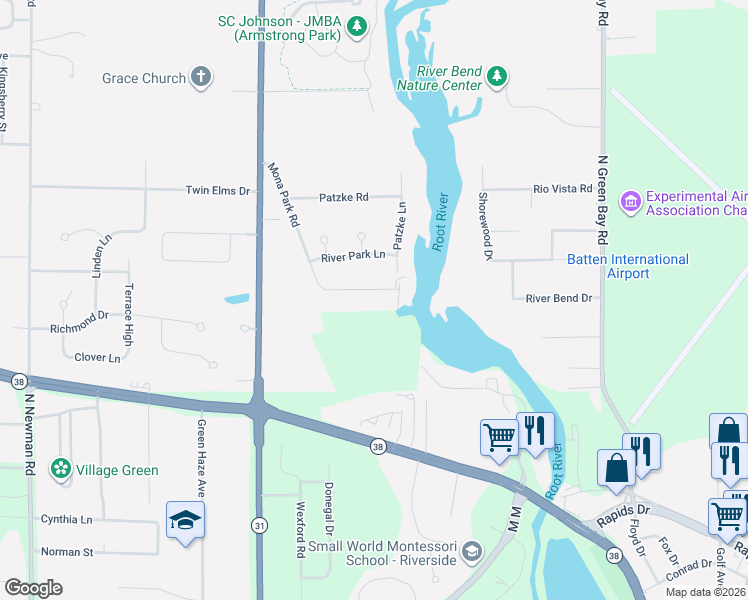 map of restaurants, bars, coffee shops, grocery stores, and more near 4120 Northwestern Avenue in Racine