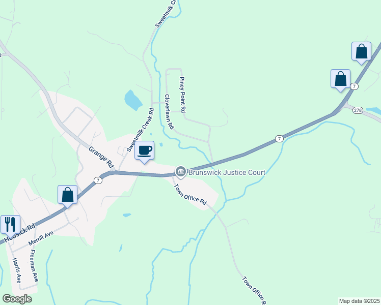 map of restaurants, bars, coffee shops, grocery stores, and more near 1005 Cloverlawn Road in Troy