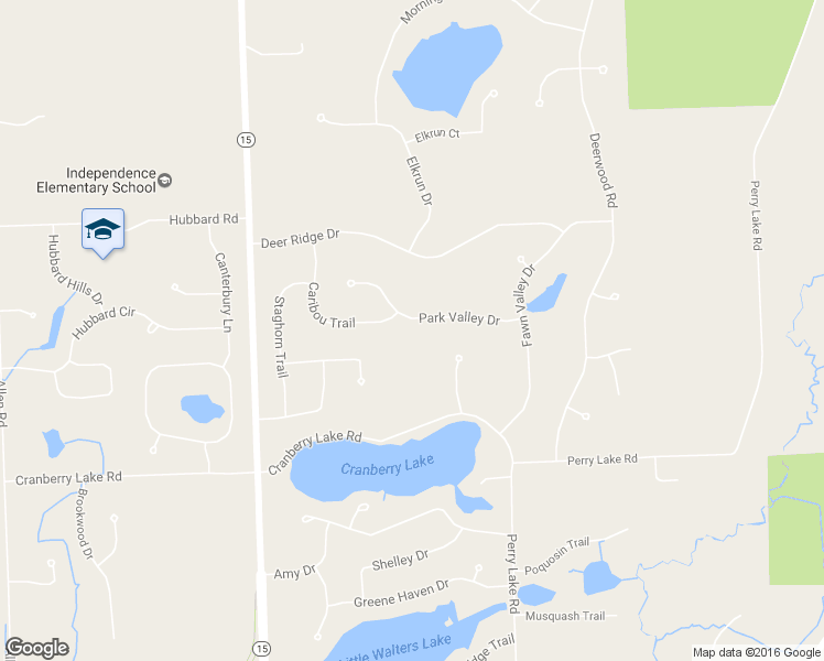 map of restaurants, bars, coffee shops, grocery stores, and more near 6559 Park Valley Drive in Clarkston