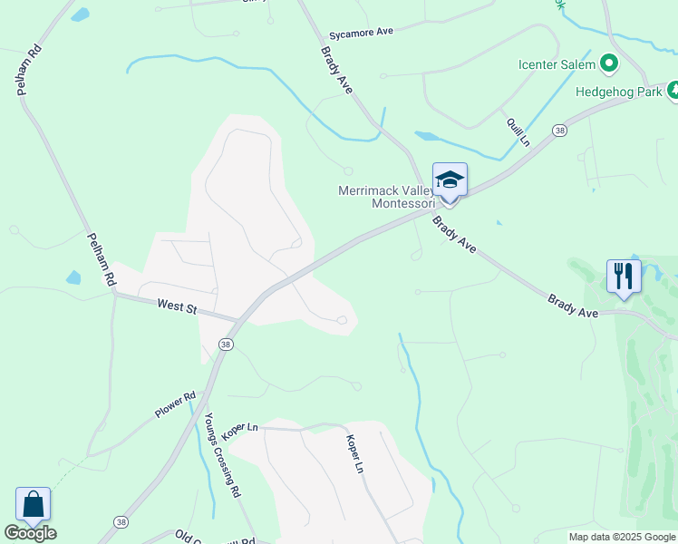 map of restaurants, bars, coffee shops, grocery stores, and more near 157 Lowell Road in Salem