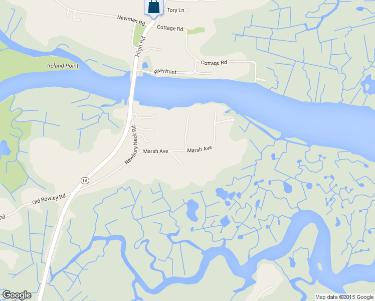 map of restaurants, bars, coffee shops, grocery stores, and more near 1 Marsh Avenue in Newbury