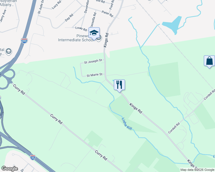 map of restaurants, bars, coffee shops, grocery stores, and more near 969 Kings Road in Schenectady
