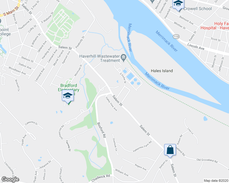 map of restaurants, bars, coffee shops, grocery stores, and more near 24 South Porter Street in Haverhill