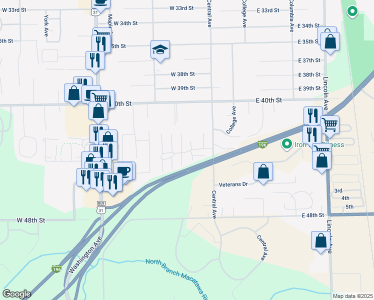 map of restaurants, bars, coffee shops, grocery stores, and more near 450 Old Mill Drive in Holland