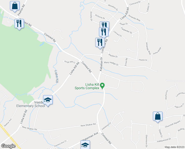 map of restaurants, bars, coffee shops, grocery stores, and more near 309 Consaul Road in Albany