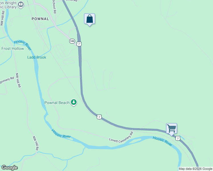 map of restaurants, bars, coffee shops, grocery stores, and more near 369 B Hill Road in Pownal