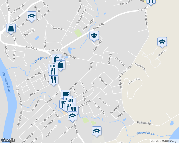 map of restaurants, bars, coffee shops, grocery stores, and more near 31 Roosevelt Avenue in Hudson