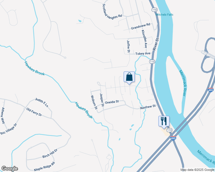 map of restaurants, bars, coffee shops, grocery stores, and more near 198 Brookdale Avenue in Methuen