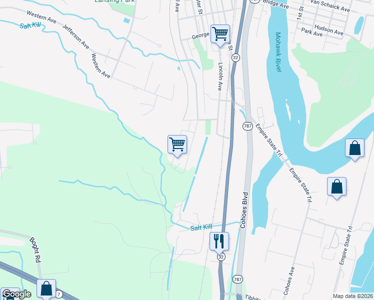 map of restaurants, bars, coffee shops, grocery stores, and more near 292 Central Avenue in Cohoes