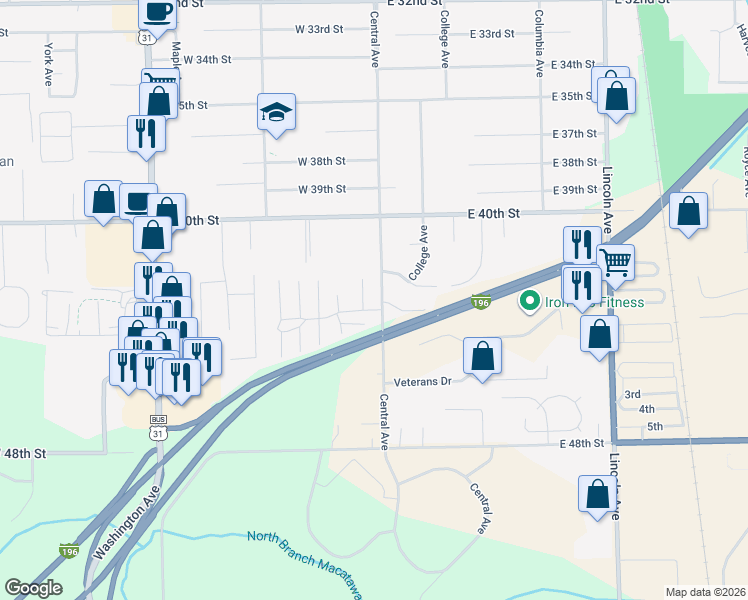 map of restaurants, bars, coffee shops, grocery stores, and more near 19 Old Mill Drive in Holland