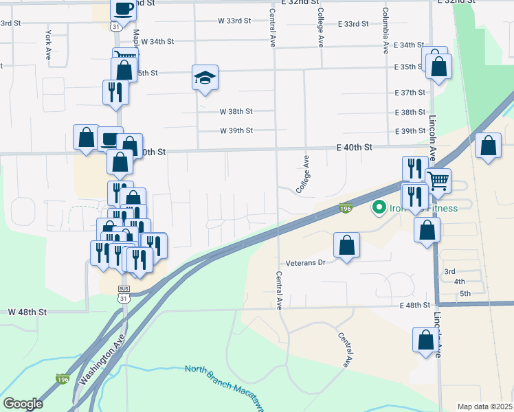 map of restaurants, bars, coffee shops, grocery stores, and more near 19 Old Mill Drive in Holland