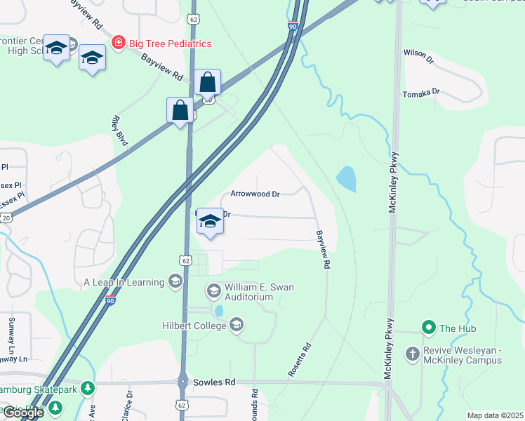 map of restaurants, bars, coffee shops, grocery stores, and more near 4294 Beetow Drive in Hamburg