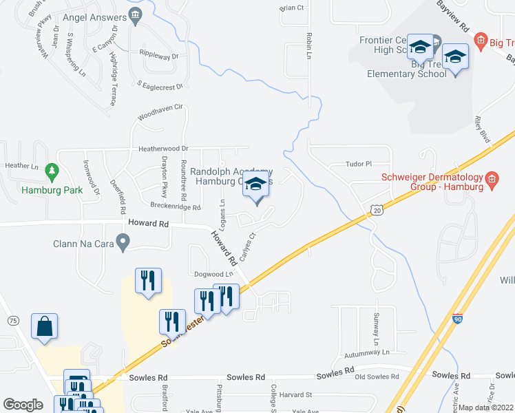 map of restaurants, bars, coffee shops, grocery stores, and more near 4655 Logans Lane in Hamburg
