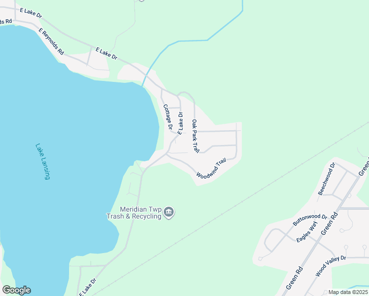 map of restaurants, bars, coffee shops, grocery stores, and more near 6082 Greenleaf Street in Meridian charter Township
