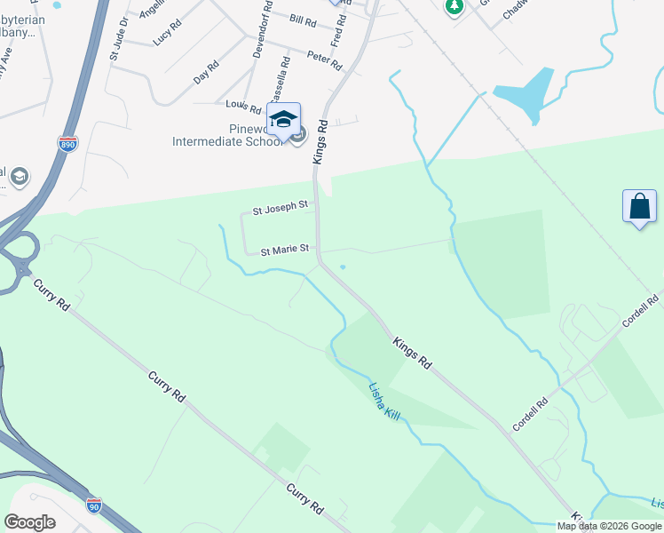 map of restaurants, bars, coffee shops, grocery stores, and more near 1000 Kings Road in Schenectady