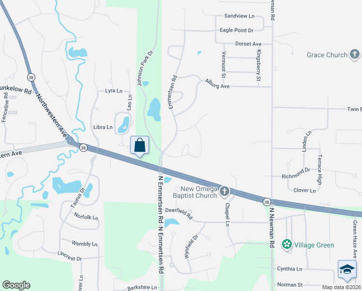 map of restaurants, bars, coffee shops, grocery stores, and more near 3241 North Emmertsen Road in Racine