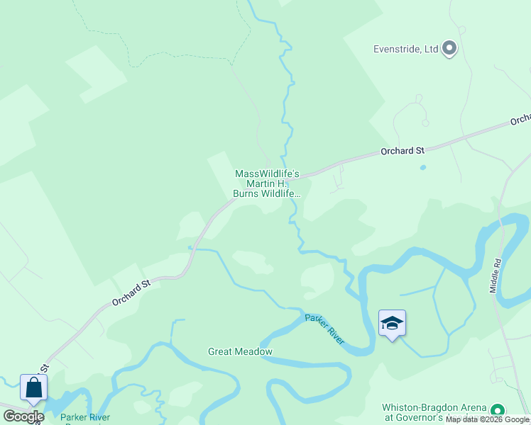 map of restaurants, bars, coffee shops, grocery stores, and more near 83 Orchard Street in Newbury