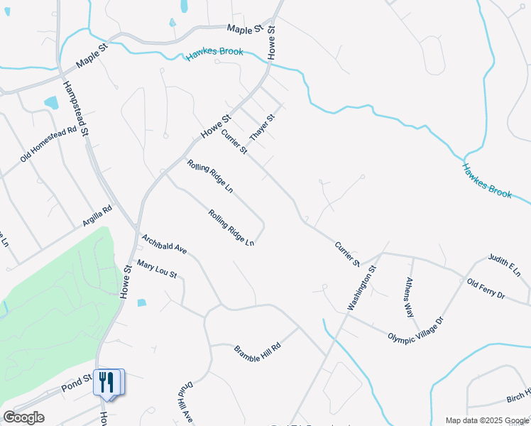 map of restaurants, bars, coffee shops, grocery stores, and more near 62 Rolling Ridge Lane in Methuen