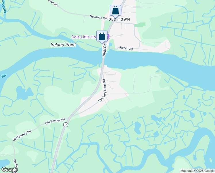map of restaurants, bars, coffee shops, grocery stores, and more near 1 Marsh Avenue in Newbury