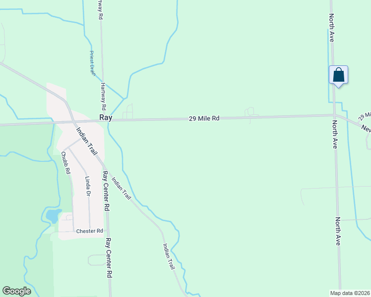 map of restaurants, bars, coffee shops, grocery stores, and more near 22222 29 Mile Road in Ray