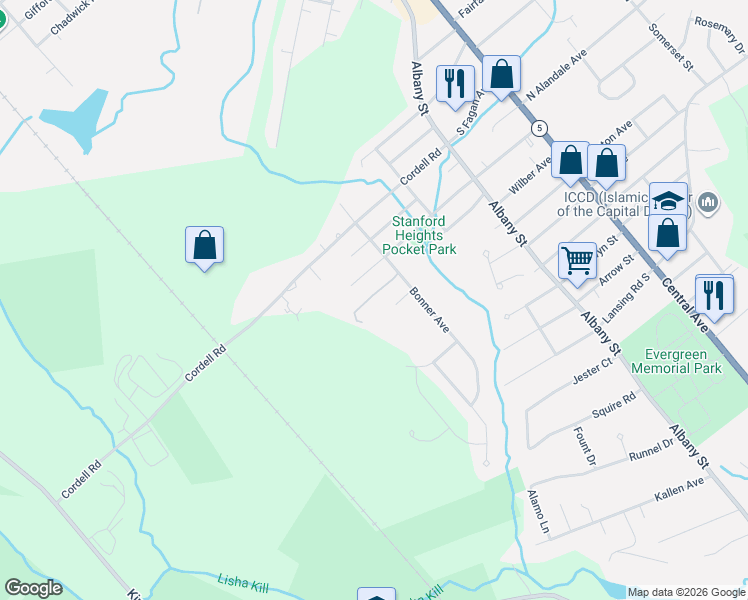 map of restaurants, bars, coffee shops, grocery stores, and more near 66 Kellogg Avenue in Schenectady