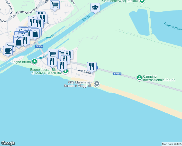 map of restaurants, bars, coffee shops, grocery stores, and more near in Provincia di Grosseto