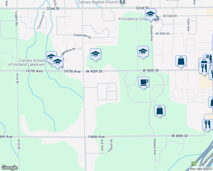 map of restaurants, bars, coffee shops, grocery stores, and more near 571 Brookstone Street in Holland