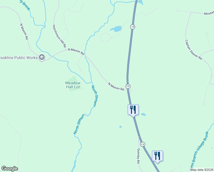 map of restaurants, bars, coffee shops, grocery stores, and more near 11 North Mason Road in Brookline