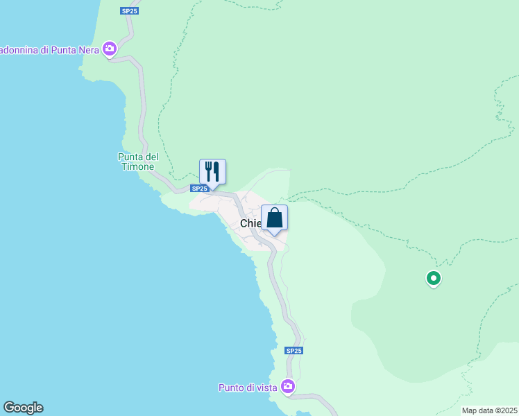 map of restaurants, bars, coffee shops, grocery stores, and more near 14 Via Salita in Chiessi