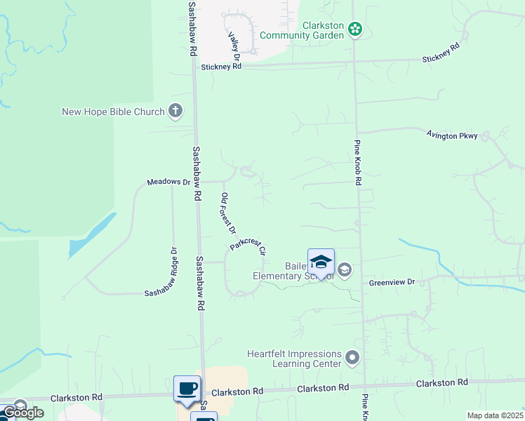 map of restaurants, bars, coffee shops, grocery stores, and more near 7809 High Ridge Court in Independence charter Township