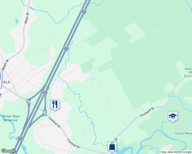 map of restaurants, bars, coffee shops, grocery stores, and more near 55 Pearson Drive in Newbury