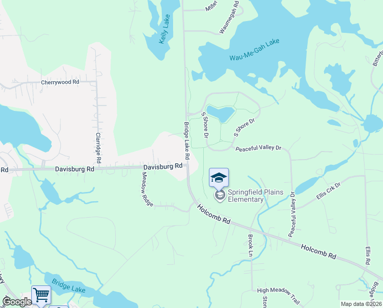 map of restaurants, bars, coffee shops, grocery stores, and more near 8461 Bridge Lake Road in Clarkston